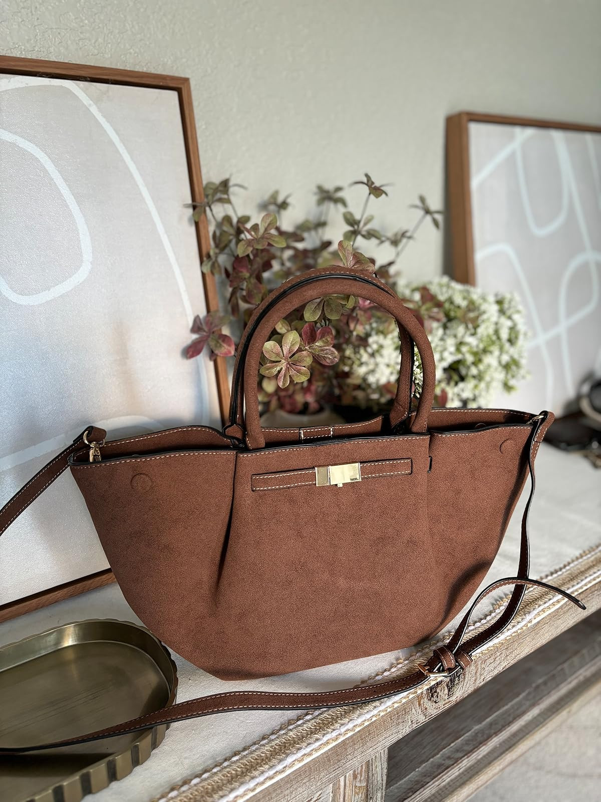 Juoxeepy Tote Bag Faux Leather Work Bag for Women Soft Grained Leather Top Handle Bag Trendy Luxu... | Amazon (US)