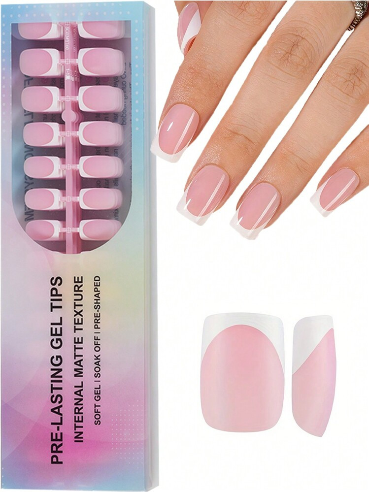 150Pcs French Acrylic Nail Tips, 15 Sizes, Short Square Pink, False Nails For Women Diy Manicure And Salon Decoration Press On Nails Nail Supplies Nails | SHEIN