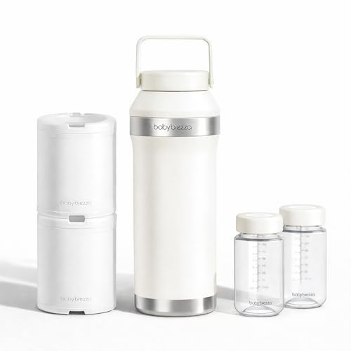 Baby Brezza All Day Portable Breastmilk Cooler, Large 20z Capacity, Insulated Travel Bottle Includes 2 Ice Packs + 2 Bottles, Soft White | Amazon (US)
