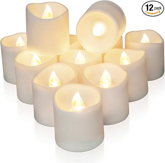 Homemory 12Pack Timer Flameless LED Votive Candles, Long Lasting Battery Operated Tea Light with ... | Amazon (US)