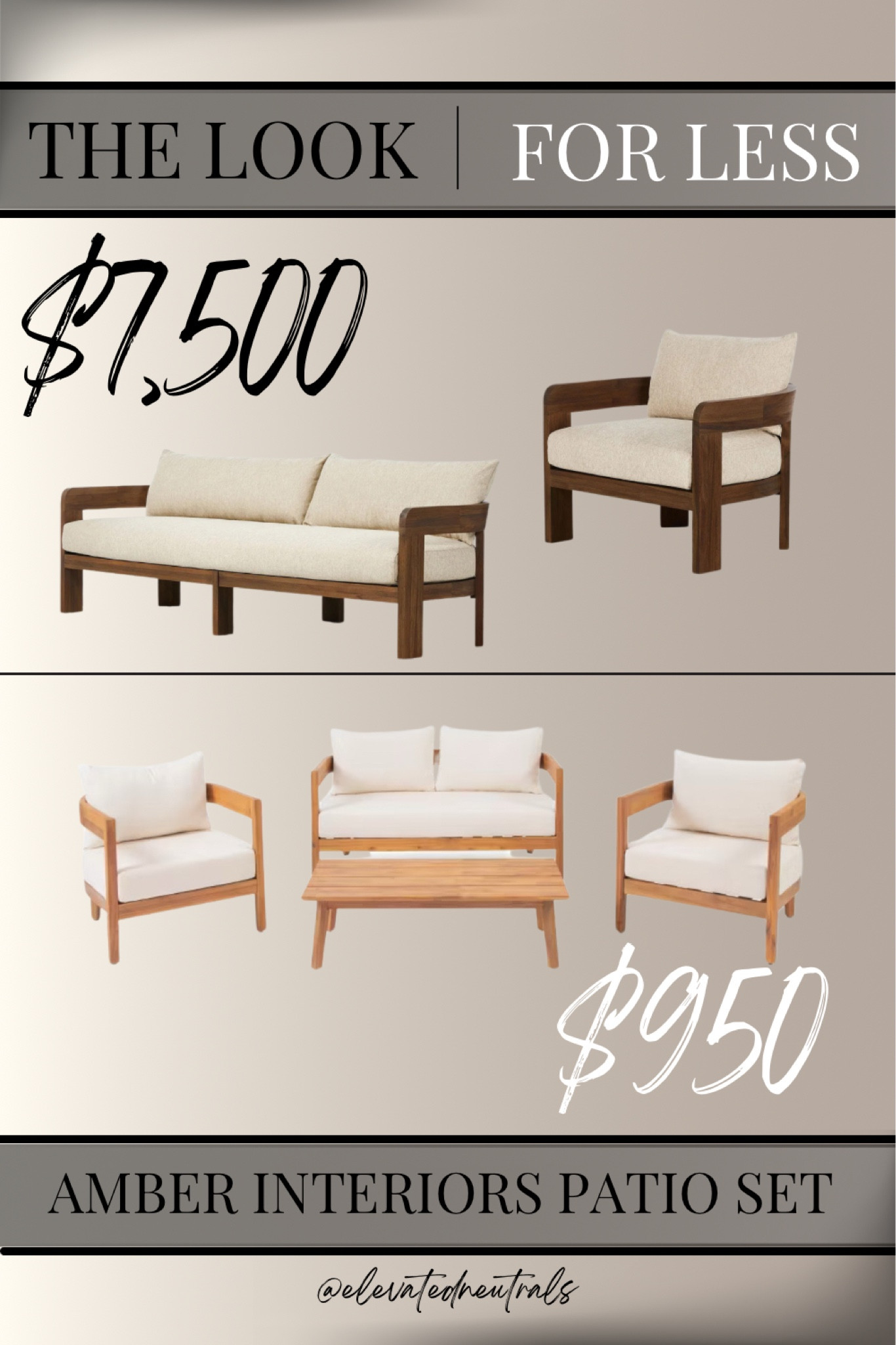 The Albert Patio set from Amber Interiors is perfect for a Modern Farmhouse inspired porch or patio.
It’s pretty pricey, but luckily I found a couple more affordable options!!

To view all of my favorite patio finds visit my ‘Outdoor Patio Furniture Set’ collection in the product tab of my profile. While you’re there be sure to check out all of my outdoor folders to complete the vibe.

Front Porch | All Weather | Teak Wood Frame | Lounge Chair | Neutral | Sunbrella Beige Cushions | Sectional Sofa | Conversation Set | Swivel | Modern Farmhouse | Cottage | Coffee Table | Side Table | Accent Chair | Ottoman | Couch | Sofa | Loveseat | 

#LTKSeasonal #LTKHome