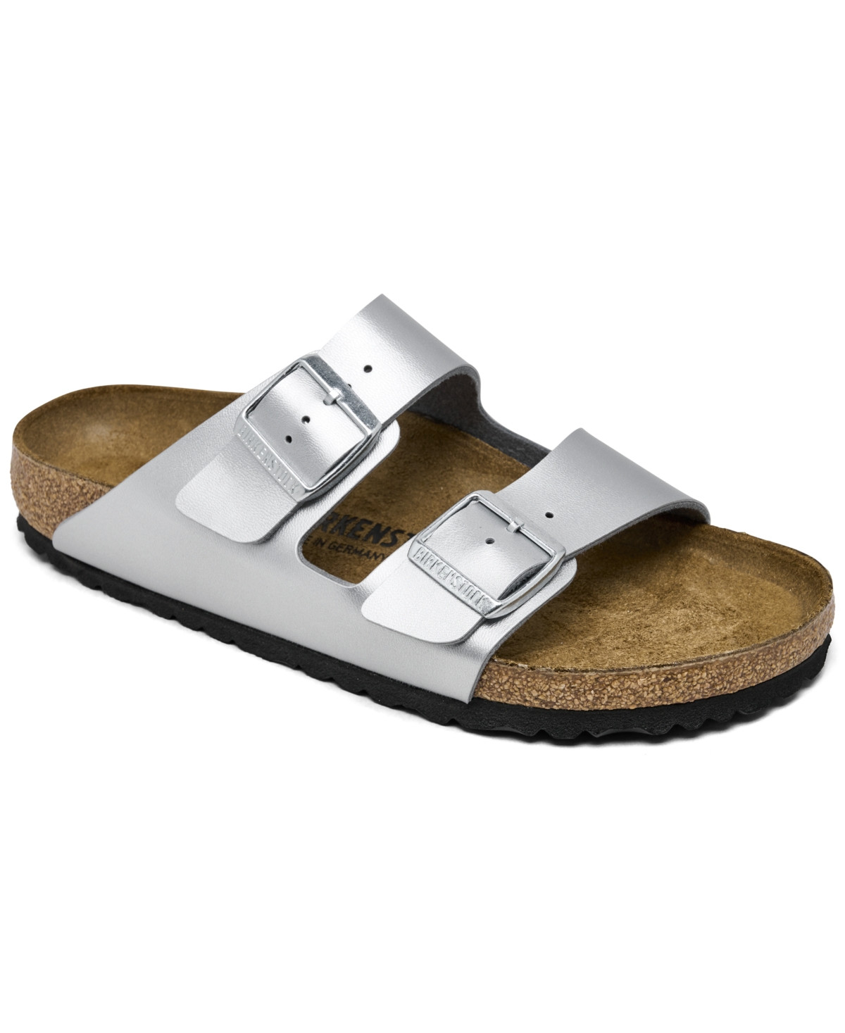 Birkenstock Women's Arizona Birko-Flor Sandals from Finish Line - Metallic Silver | Macy's
