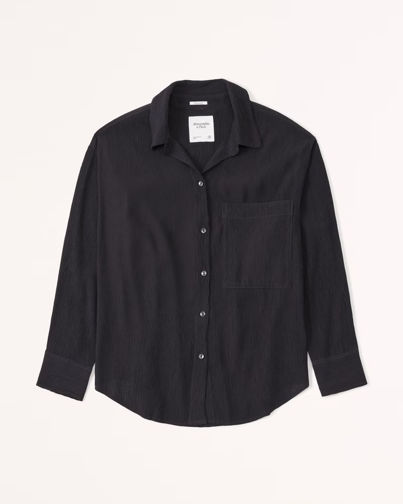 Women's Oversized Crinkle Rayon Textured Shirt | Women's Clearance | Abercrombie.com | Abercrombie & Fitch (US)