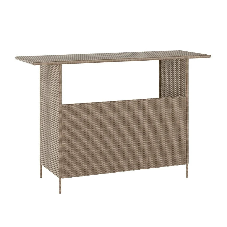 Emma + Oliver Brown Wicker Rattan Counter Height Bar Table for Indoor/Outdoor Use with Inner Shel... | Walmart (US)
