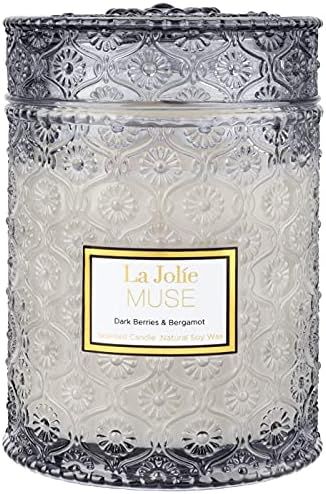 LA JOLIE MUSE Dark Berries & Bergamot Scented Candle, Large Glass Jar Candle, Candle Gift,100% Na... | Amazon (US)