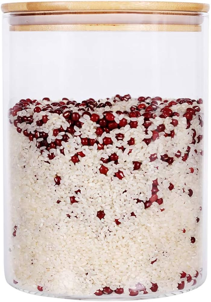 Large Glass Food Storage Container, 100 FL OZ (3000ml) Glass Food Canister with Airtight Bamboo L... | Amazon (US)