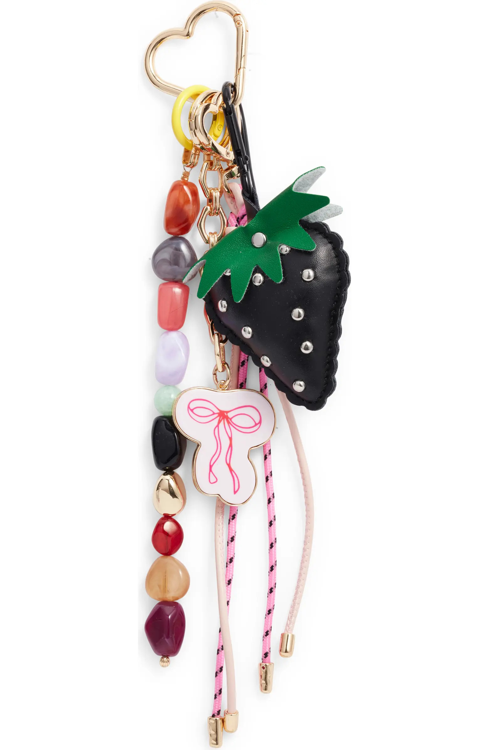 Chelsea28 Strawberry & Bow Beaded Faux Leather Bag Charm | Nordstrom | Nordstrom