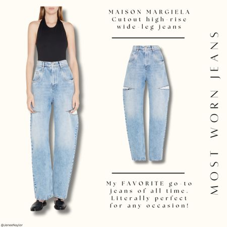 My most worn jeans: Maison Margiela MM6 Cutout High-rise Wide-leg jeans

If you know me then you know these are my favorite pair of jeans that I own! 

The quality is top tier & makes this purchase worth every penny! 

They’re durable & the silhouette/cut-outs make these jeans timeless and always in style!

They can be styled with just about anything in my closet & allow me to get my cost per wear; whether I’m dressing them up or down! 

Looking for jeans worth the investment!? Look no further…

#LTKU #LTKstyletip