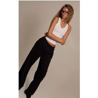 Black Cotton Fleece Straight Leg Sweatpants | PrettyLittleThing US