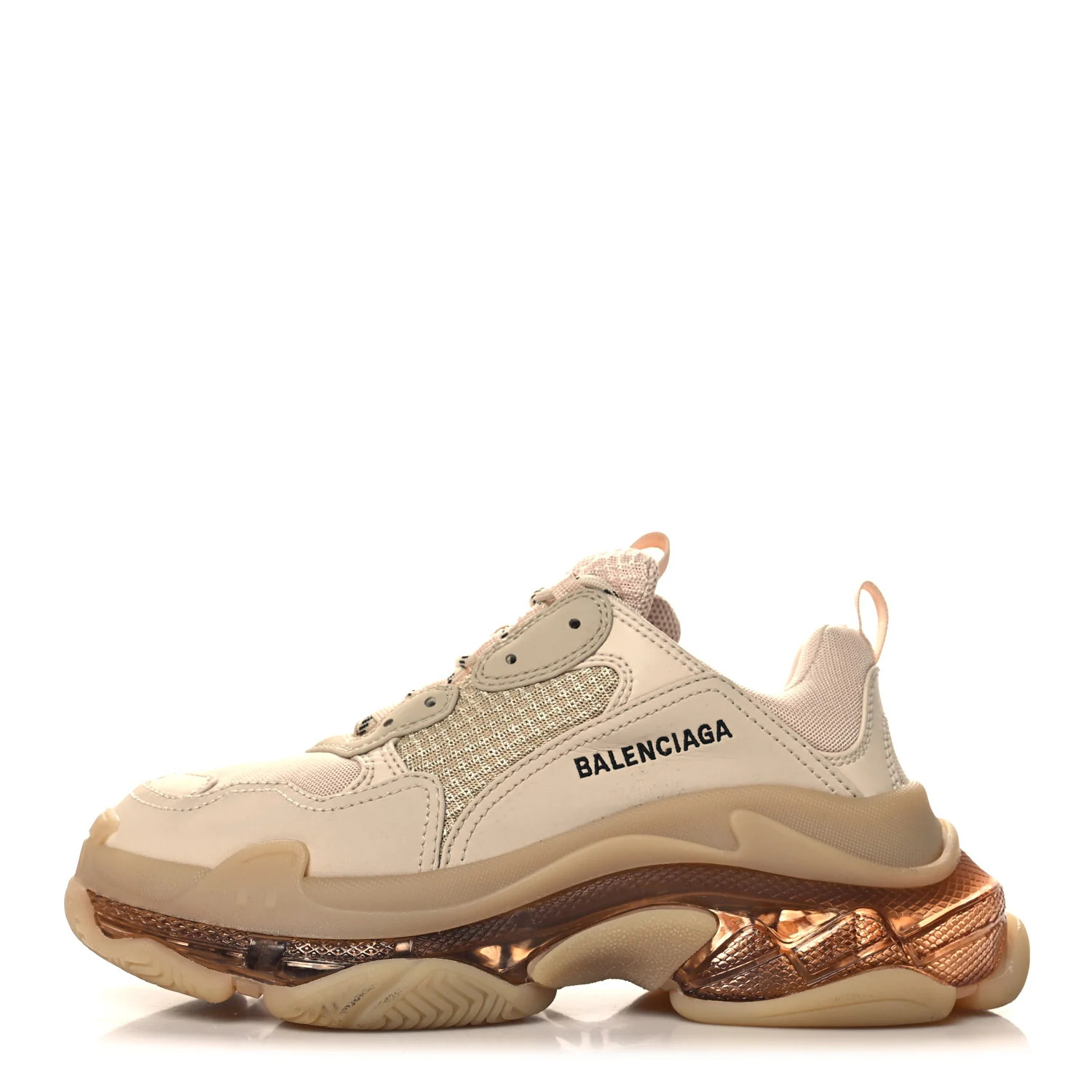 Fabric Mesh Clear Sole Womens Triple S Sneakers 40 Beige | FASHIONPHILE (US)