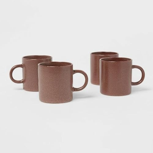 Threshold Stoneware Mugs, Brown Textured Flake Design, 15 oz, Set of 4 | Amazon (US)