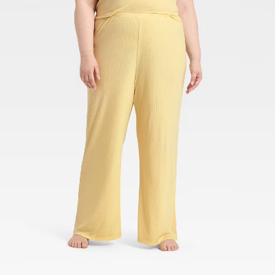 Women's Ribbed Cooling Jersey Pajama Pants - Auden™ Yellow XL Tall | Target