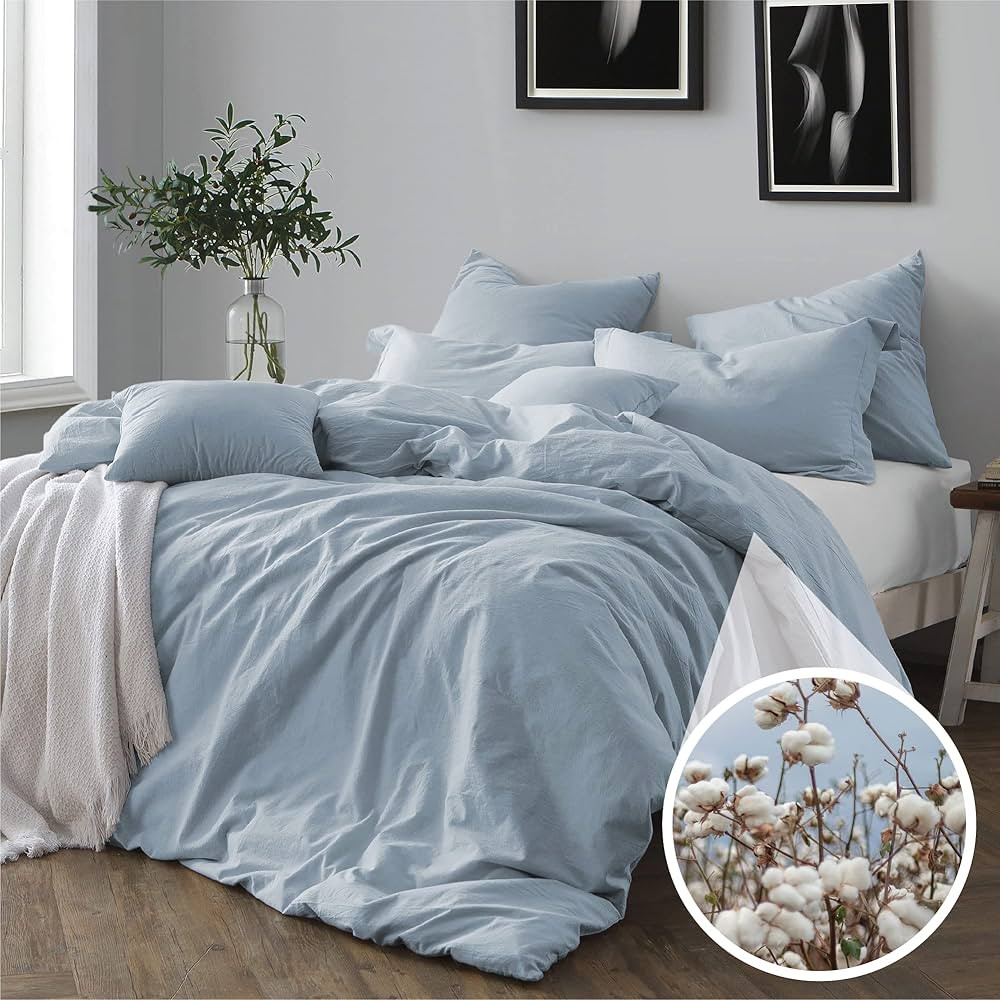 Swift Home Twin/Twin XL Bedding 100% Cotton Chambray Duvet Cover Set, Yarn Dyed, Prewashed & Pre-... | Amazon (US)