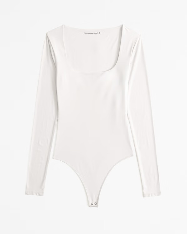 Soft Matte Seamless Long-Sleeve Squareneck Bodysuit | Abercrombie & Fitch (US)