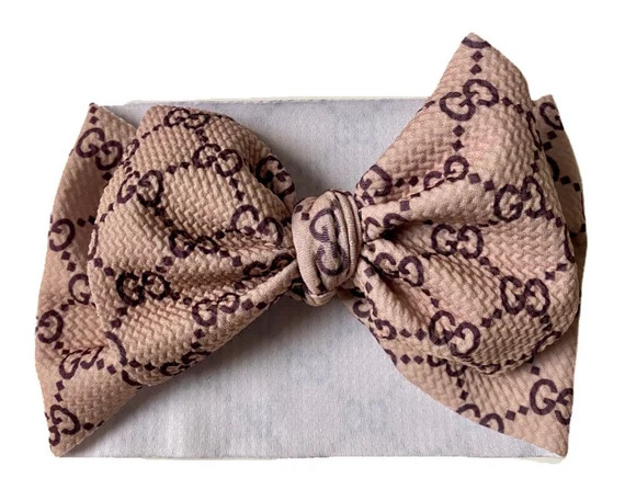 Designer Inspired Brown Messy Head Wrap, Big Bow Headbands, Baby Toddler Girl, Baby Girl Big Bows... | Etsy (US)