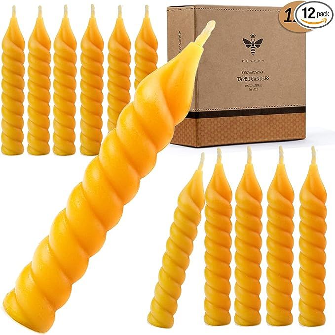 DEYBBY Natural Small Viral Beeswax Candles, Dripless and Smokless 5 inch Twisted Pure Beeswax Can... | Amazon (US)