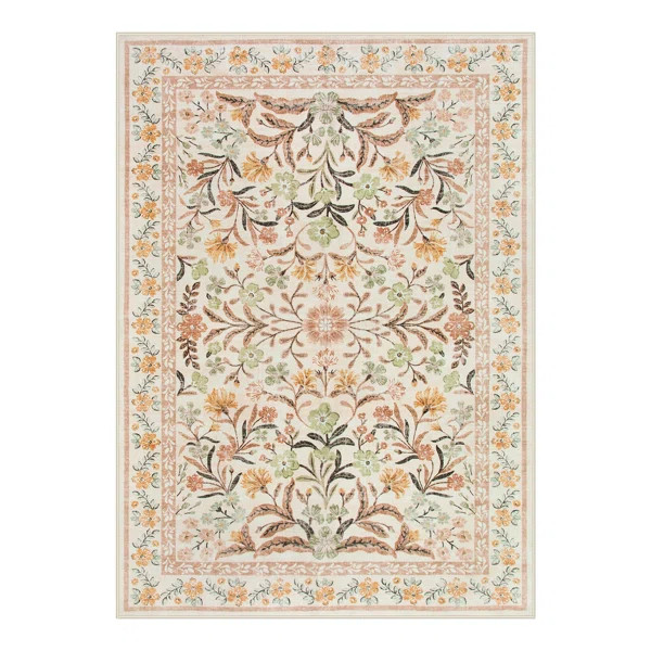 Fonsie Washable Oriental Botanical Floral Area Rugs | Wayfair North America