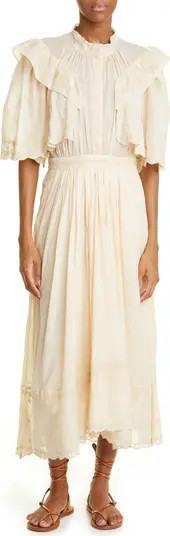 Isabel Marant Étoile Leola Embroidered Ruffle Cotton Dress | Nordstrom | Nordstrom