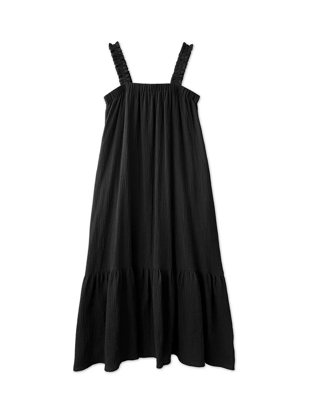 Albaray Plain Cheesecloth Strappy Sun Dress, Black | John Lewis (UK)