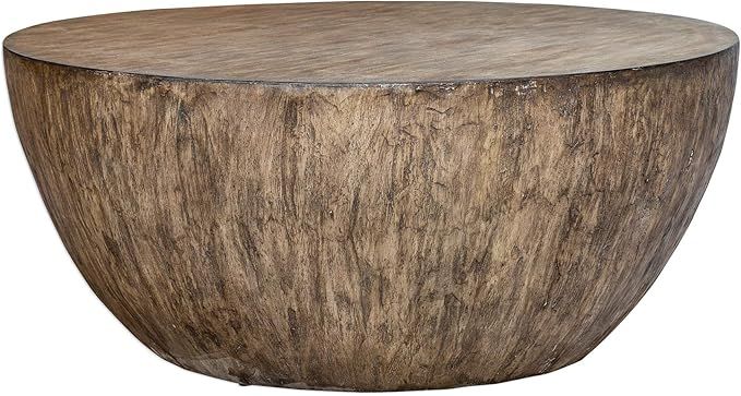 Contemporary Home Living 18" Brown Lark Round Wood Coffee Table | Amazon (US)