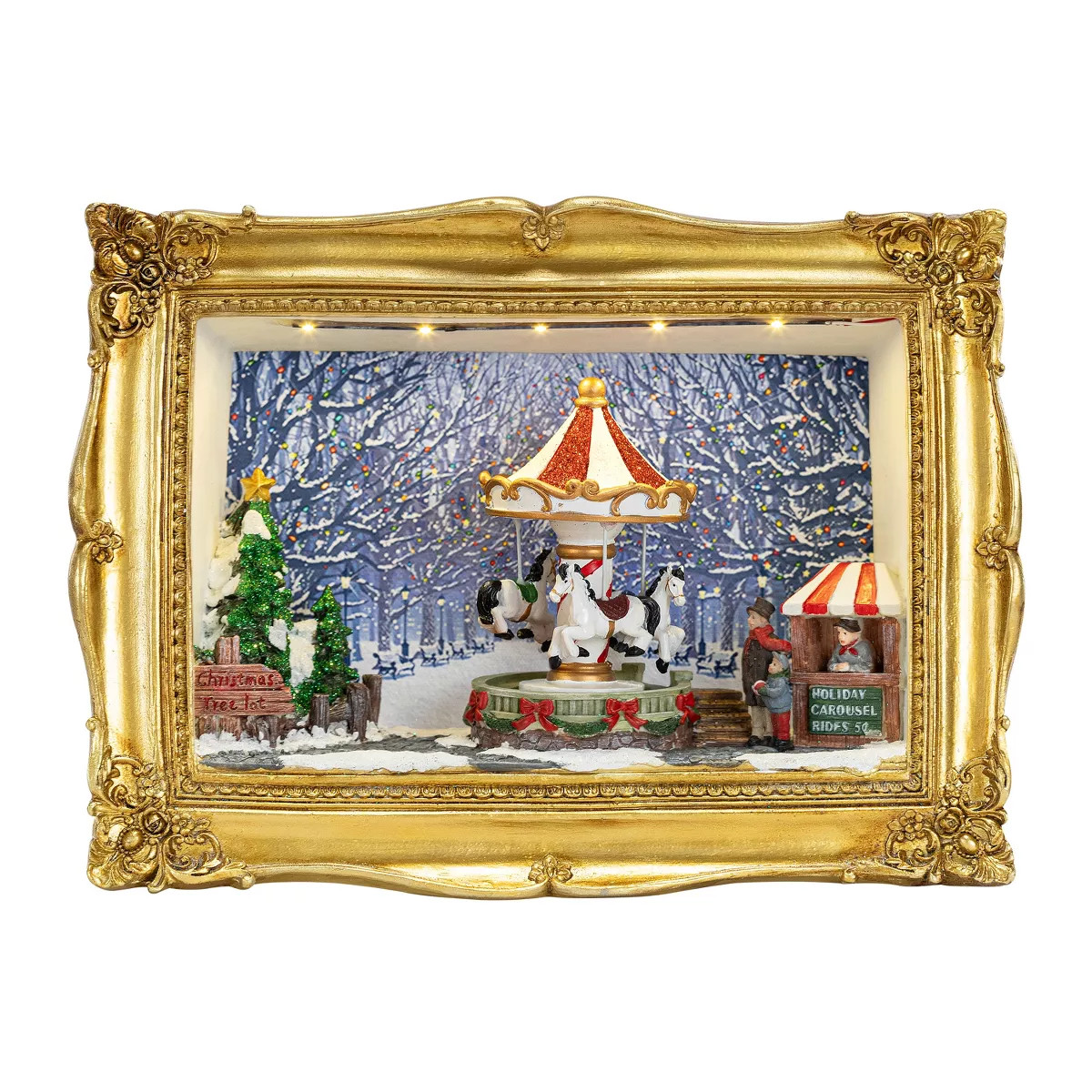 Mr. Christmas 90th Anniversary Collection - Animated & Musical Gold Frame Carousel Shadow Box | Target