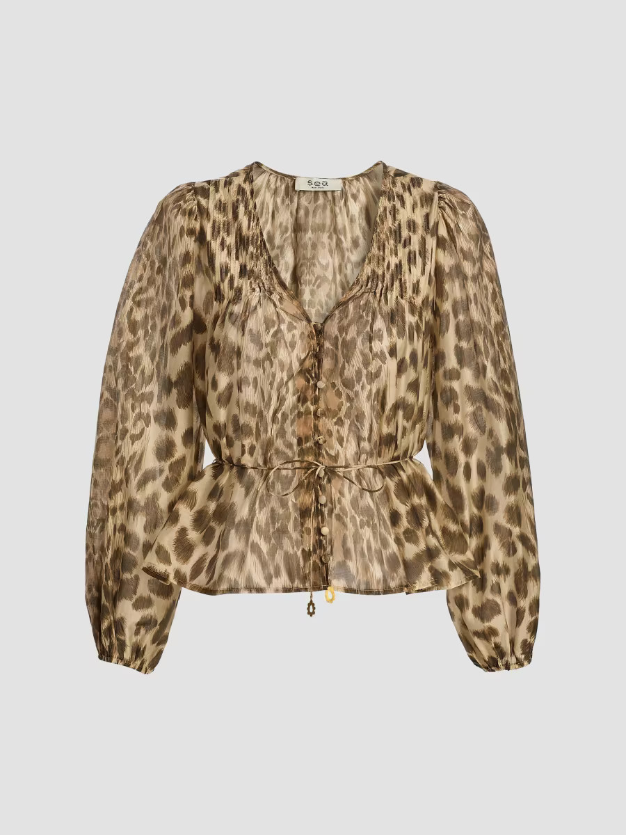 Women's Claude Leopard-Print Blouse - Cream - Size Medium | Saks Fifth Avenue