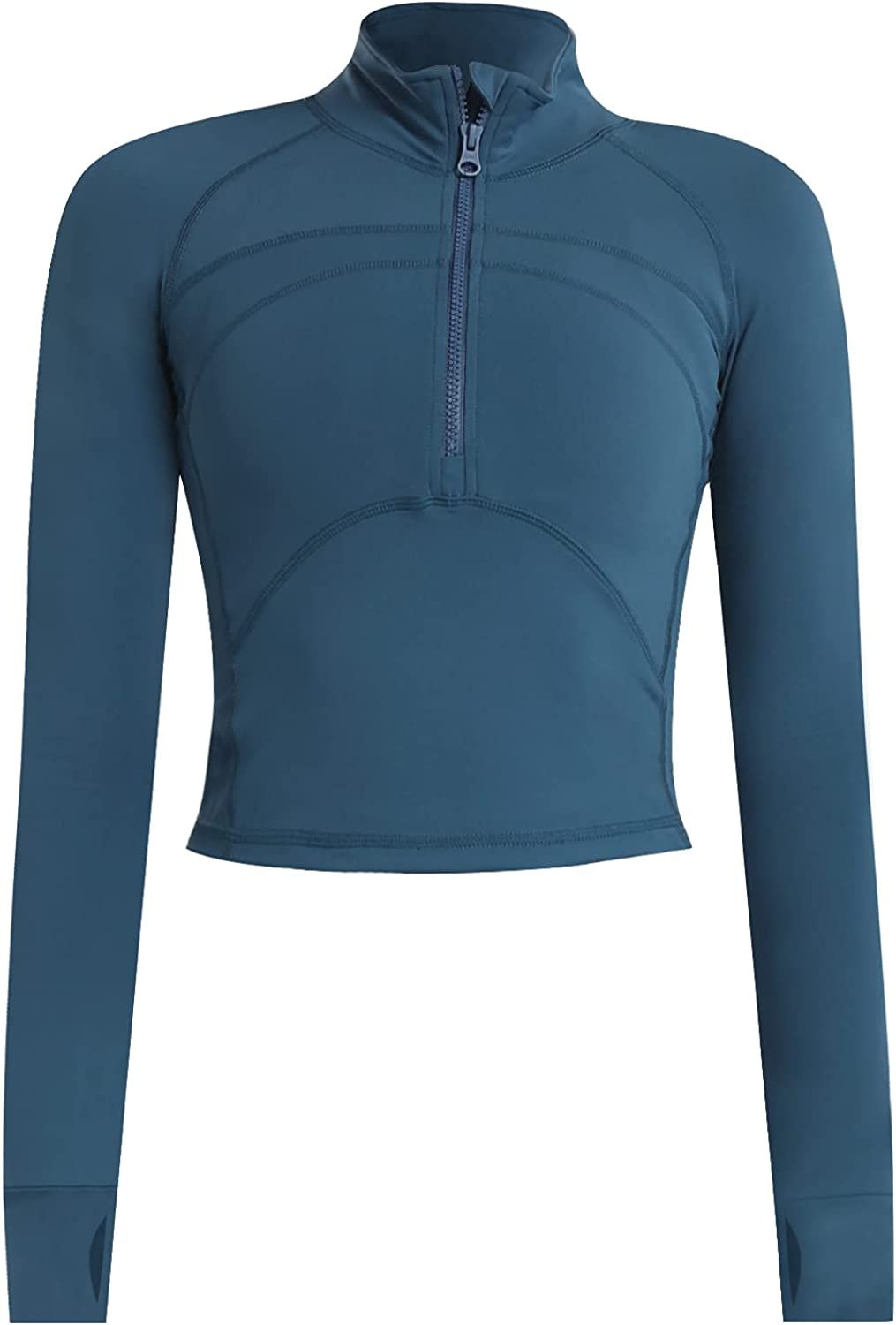 Amazon.com: ZHENWEI Women Long Sleeve Yoga Gym Crop Coat 1/2 Zip Active Sportswear Running Jacket... | Amazon (US)