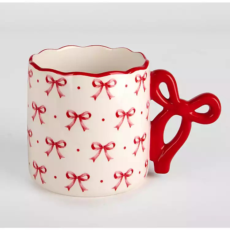 Red Bow Scalloped Mug | Kirklands