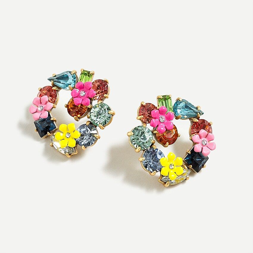 Floral wreath stud earrings | J.Crew US