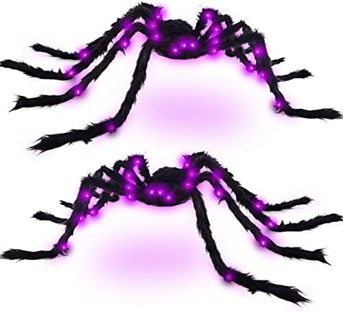 VOMAOK Halloween Spider Decorations 4ft Light Up Giant Spider(2 Pack) for Indoor Outdoor Halloween D | Amazon (US)