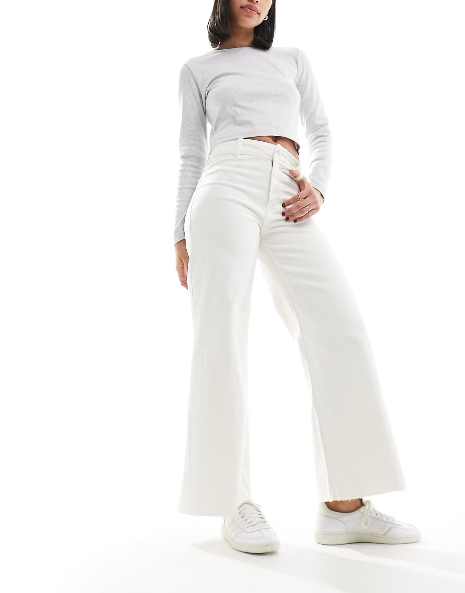 Mango wide leg jeans in off white | ASOS (Global)