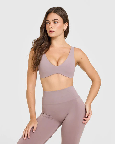 SoftMotion™ Scoop Back Bralette with White Logo 
 Dusty Purple | Oner Active (UK / US)