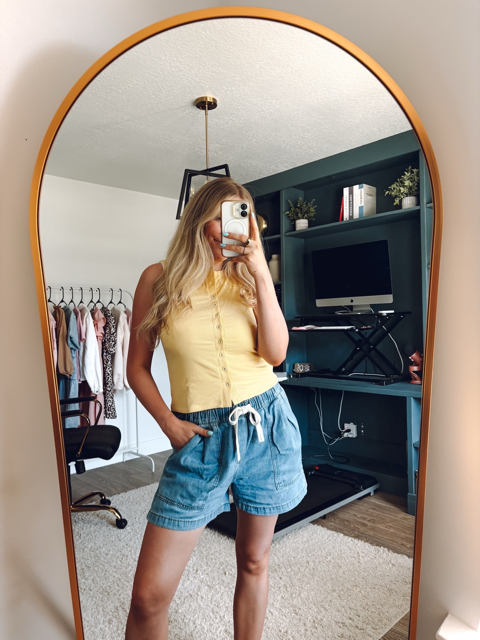 summer outfit! 
button up tank: wearing usual M, has stretch!
Jean shorts: wearing usual M (is part of a set)

| mom outfit | summer fashion | women’s tops | jean shorts | amazon fashion

#LTKootd #LTKmomlife #LTKSeasonal