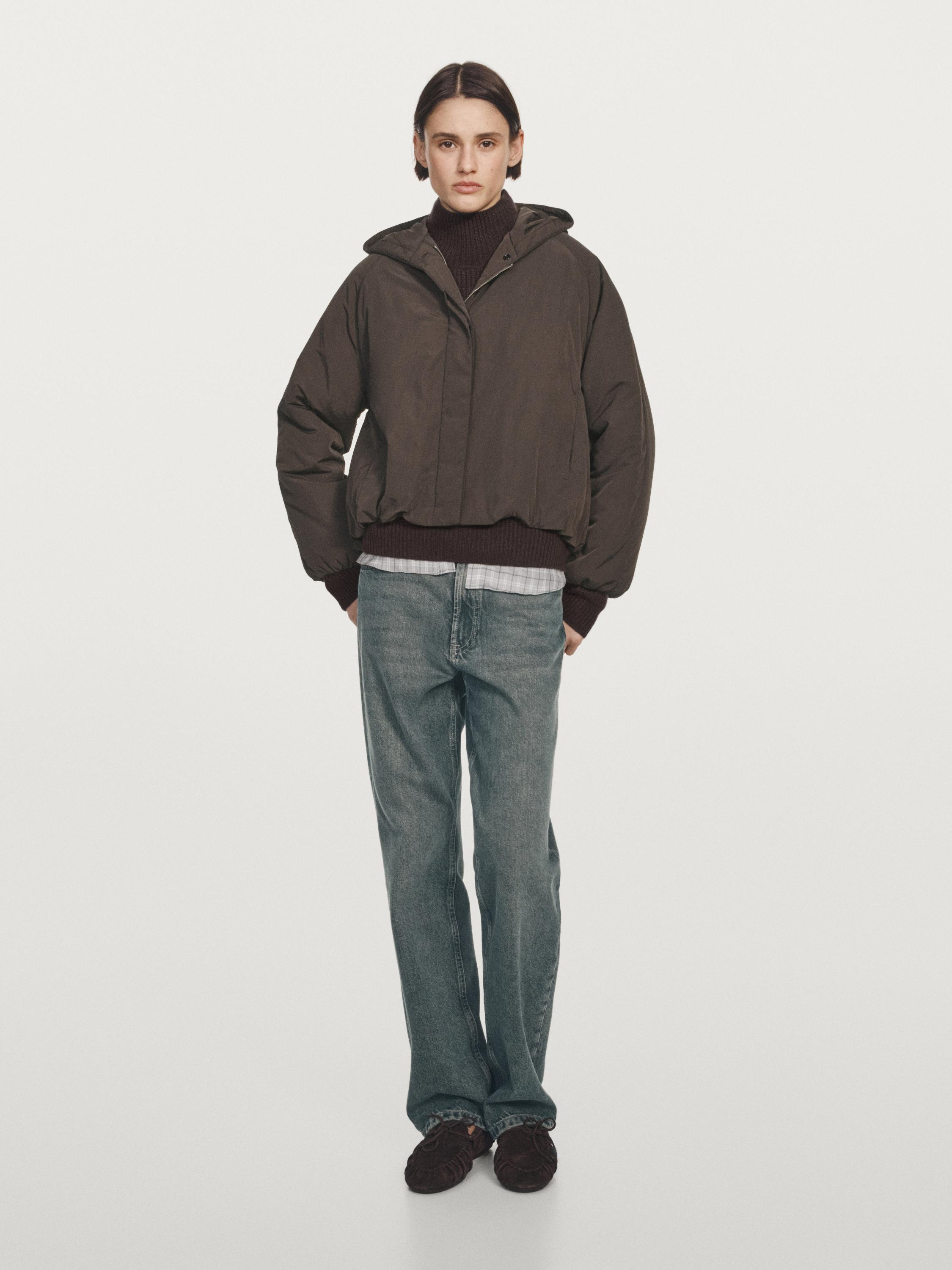 Water-repellent bomber jacket with hood | Massimo Dutti UK