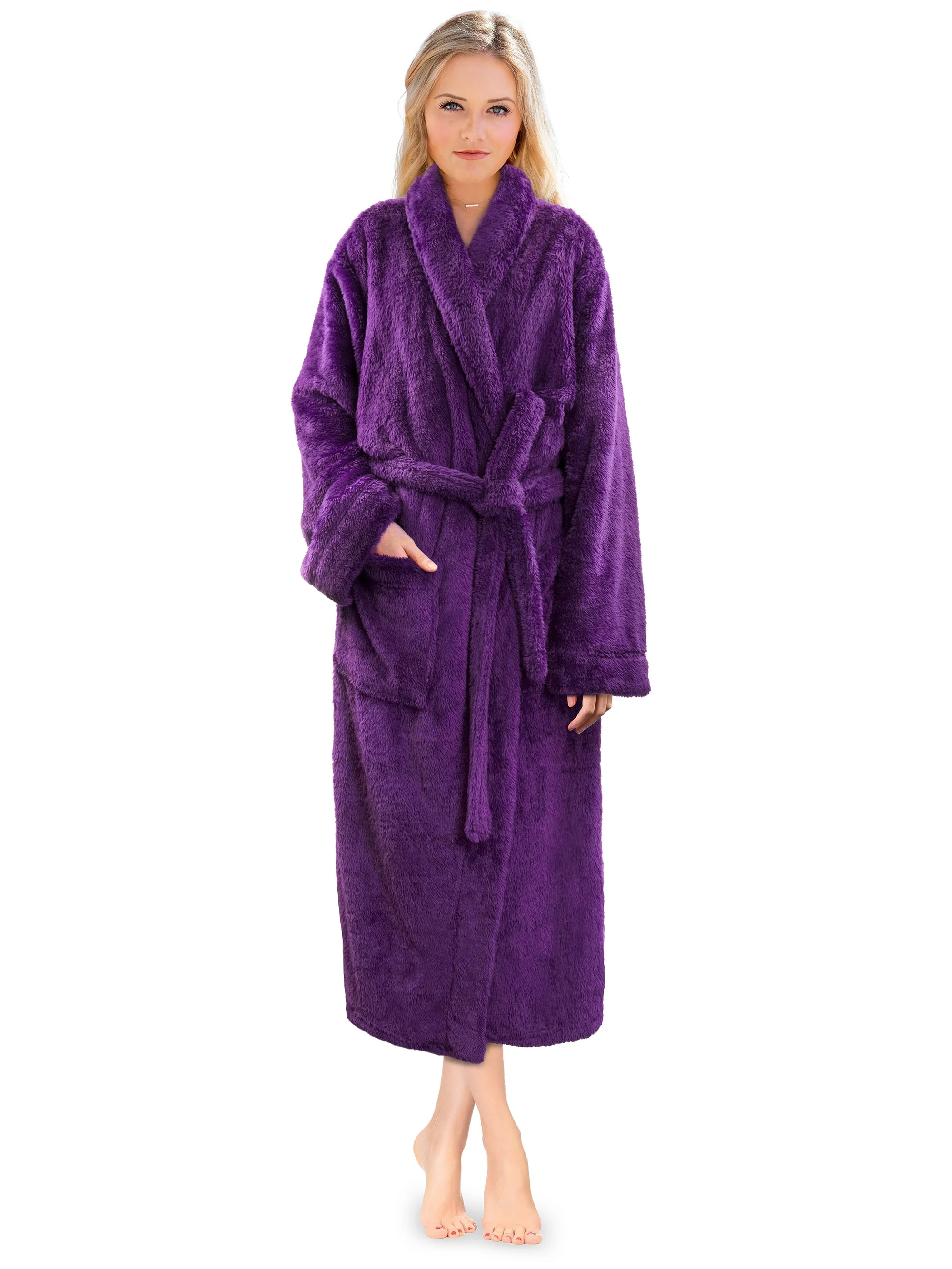 PAVILIA Premium Womens Plush Soft Robe Fluffy, Warm, Fleece Sherpa Shaggy Bathrobe (S/M, Purple) | Walmart (US)
