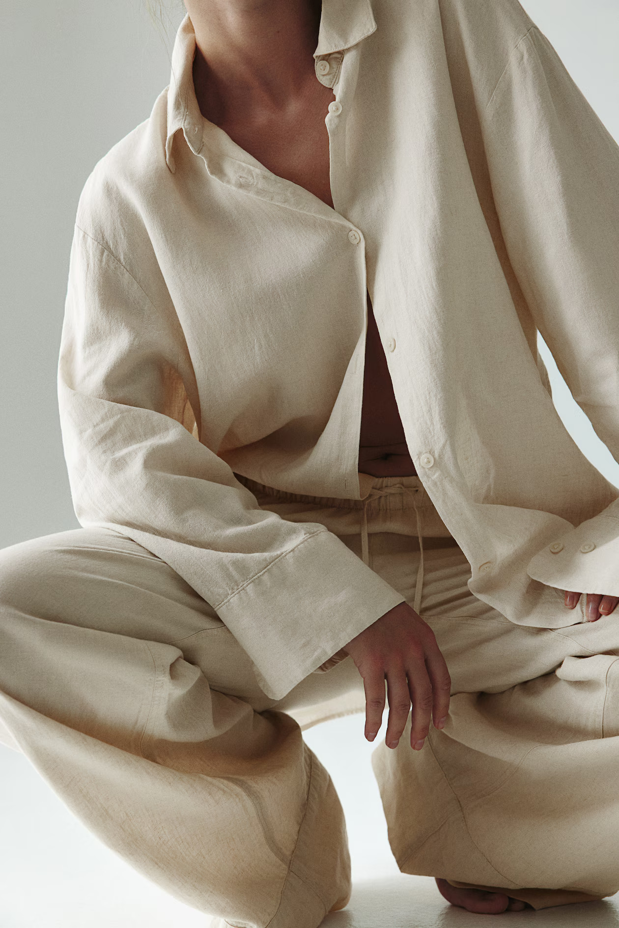 Wide linen-blend trousers | H&M (UK, MY, IN, SG, PH, TW, HK)