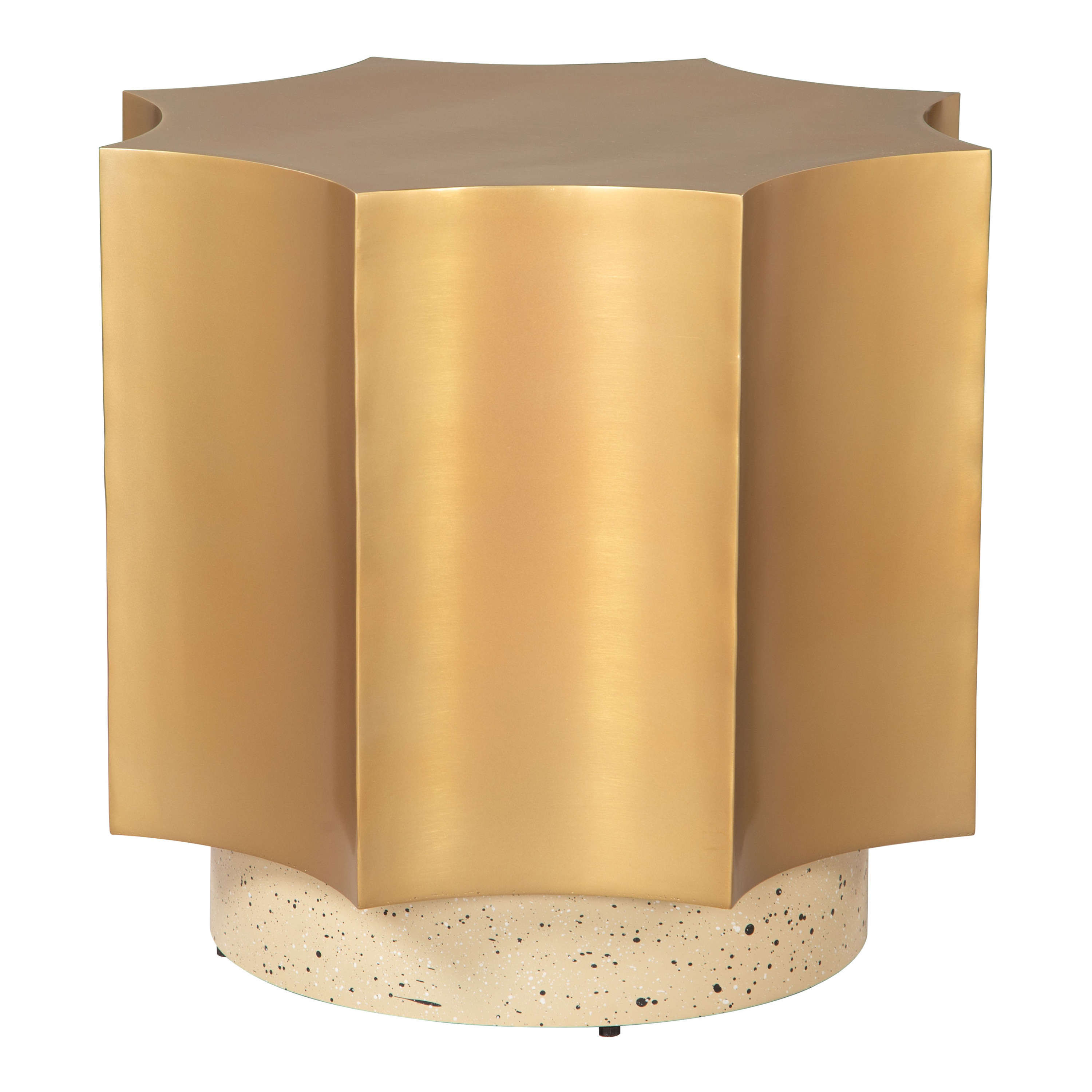 Asherah Gold Metal and Faux Terrazzo Scalloped Side Table | World Market