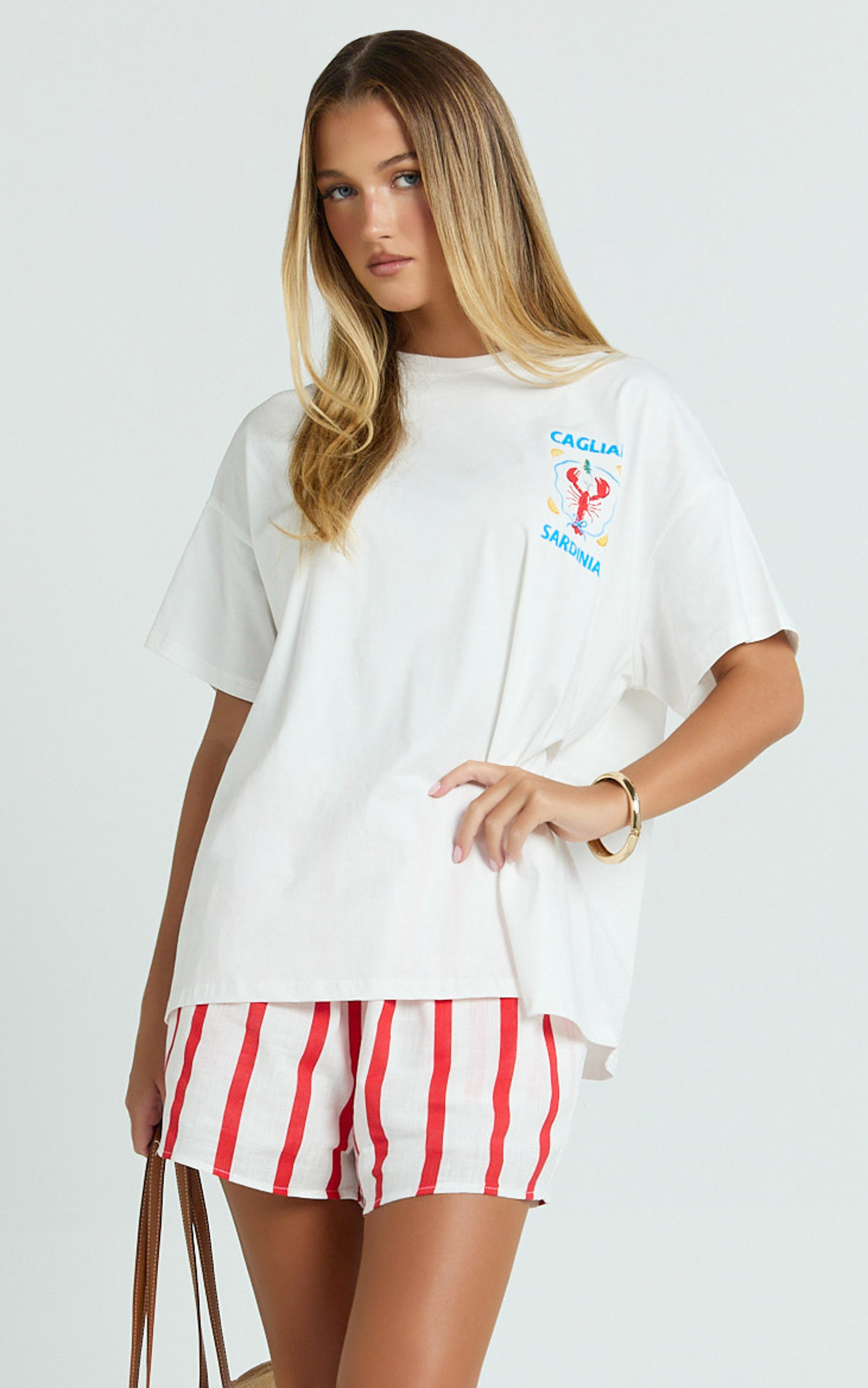 Hina Two Piece Set - Lobster T-Shirt Set in Red/White | Showpo (ANZ)