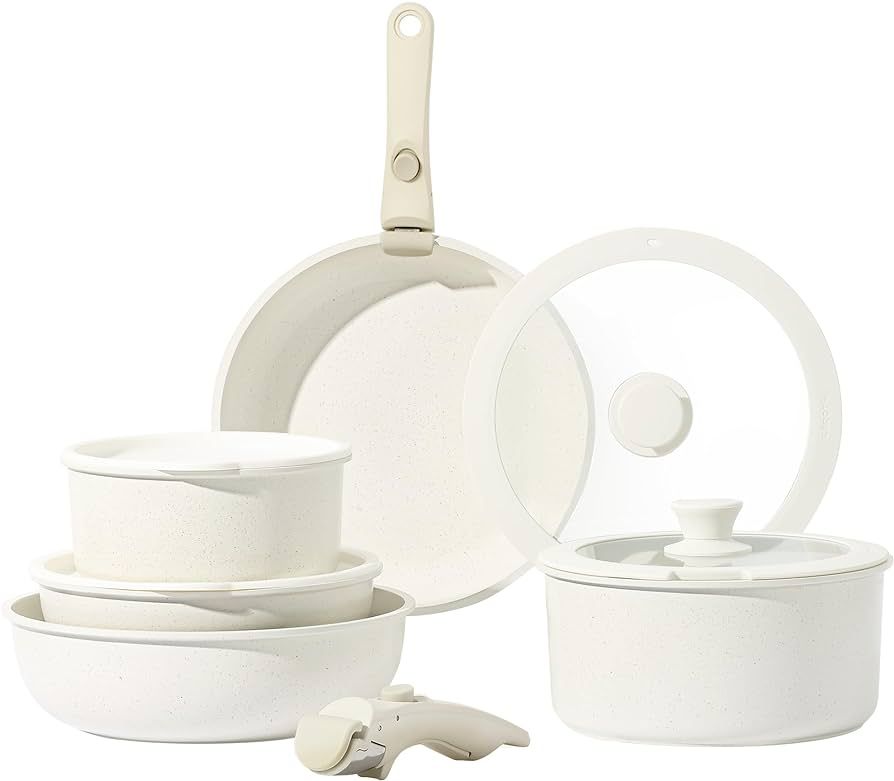 CAROTE 11pcs Pots and Pans Set, Nonstick Cookware Detachable/Removable Handle, Induction RV Kitch... | Amazon (US)
