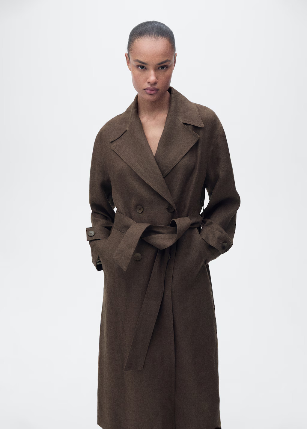 Double breasted linen trench - Women | MANGO United Kingdom | MANGO (UK)
