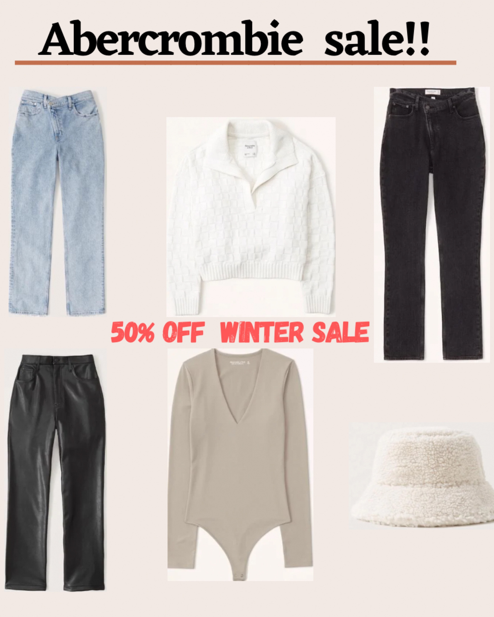 Abercrombie winter sale!! Curve love high rise jeans, bodysuits, bucket hat, sweater.


50% off + some items have an extra 20%!!

#LTKsalealert #LTKunder50 #LTKFind