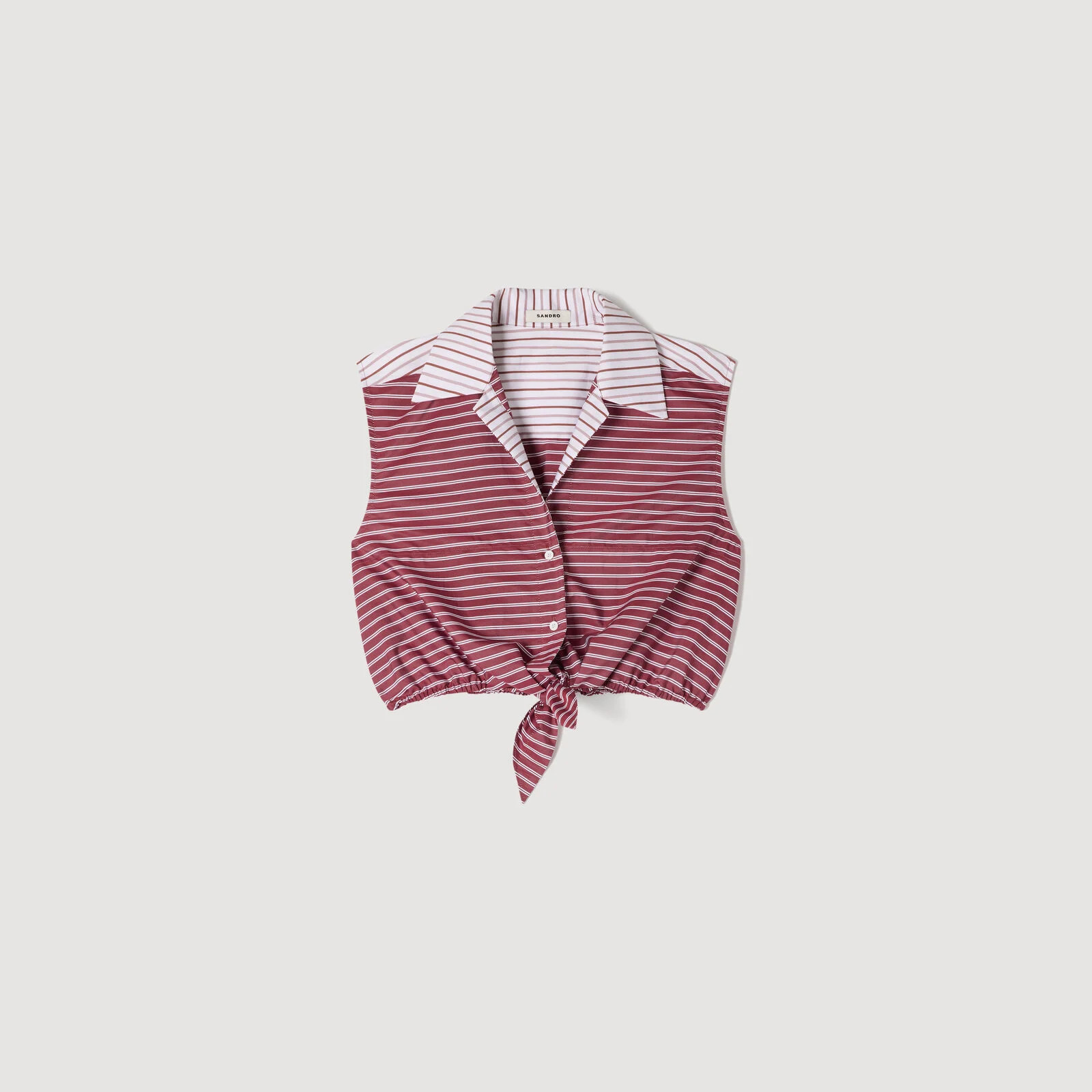 Cropped striped cotton shirt | Sandro US | Sandro-Paris US