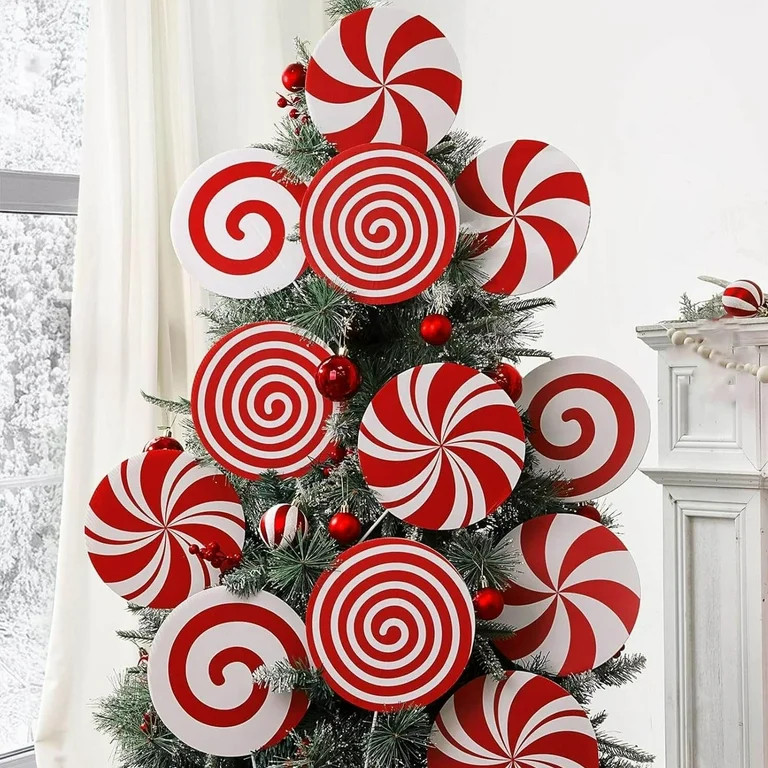 Uuowzo 4Pcs Christmas Candy Cane Plastic Candy Decorations Peppermint Ornaments for Christmas Tre... | Walmart (US)