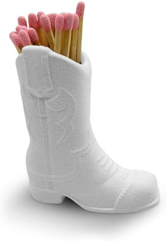 Cowboy Boot Ceramic Match Holder with Built-in Striker - Rustic Western Home Decor - Vintage Farm... | Amazon (US)