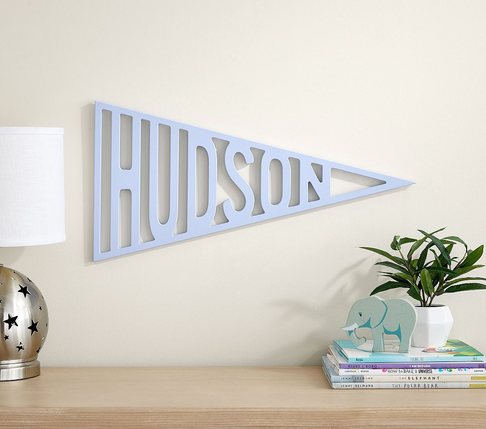 Personalized Wood Pennant, Chambray | Pottery Barn Kids