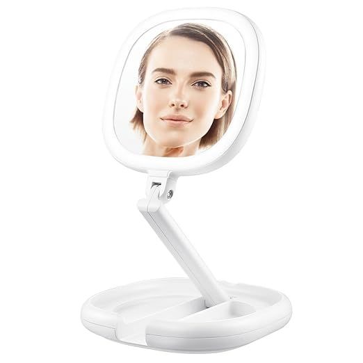 Lavany Compact Makeup Mirror Foldable 1x/7x Double-sided LED Illuminated Cosmetic Mirror, Tableto... | Amazon (US)