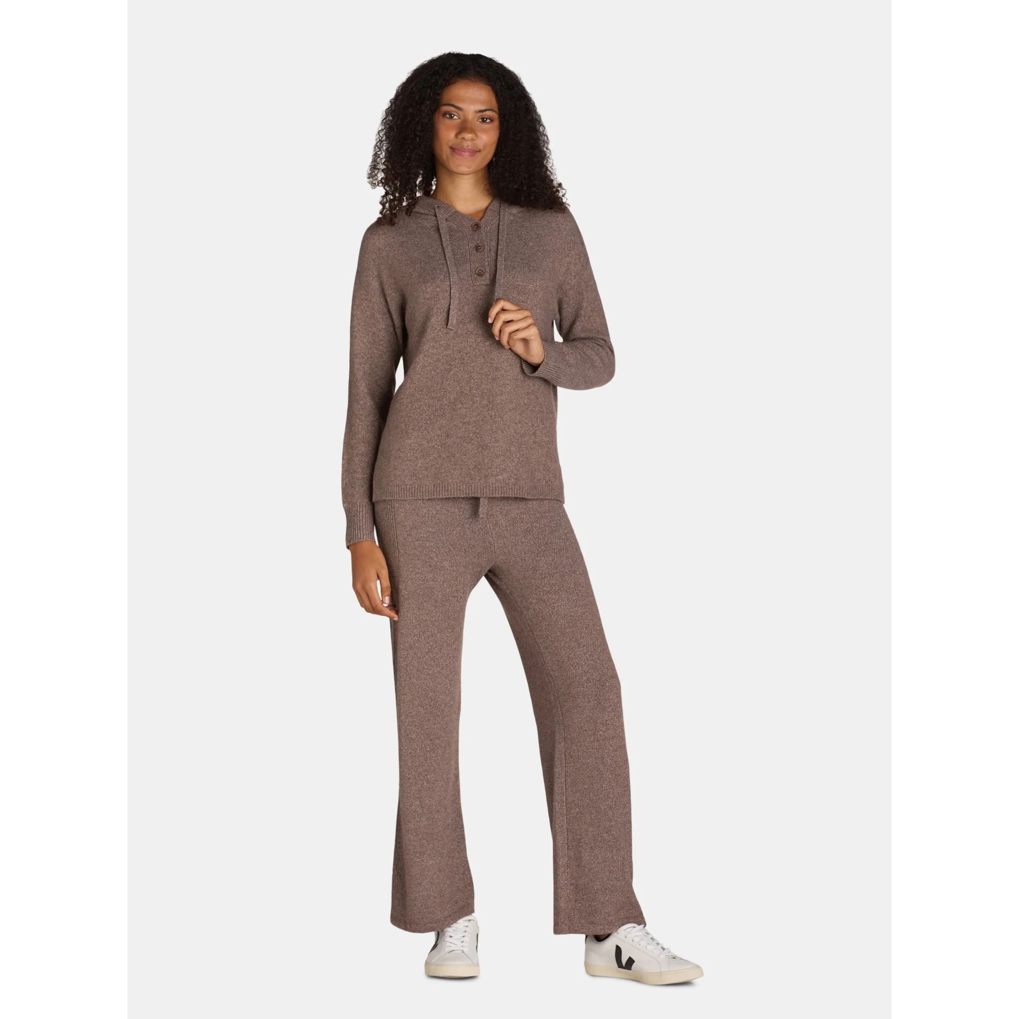 Time and Tru Women's Sweater Hoodie and Pants Set, 2-Piece, Sizes XS-XXXL | Walmart (US)