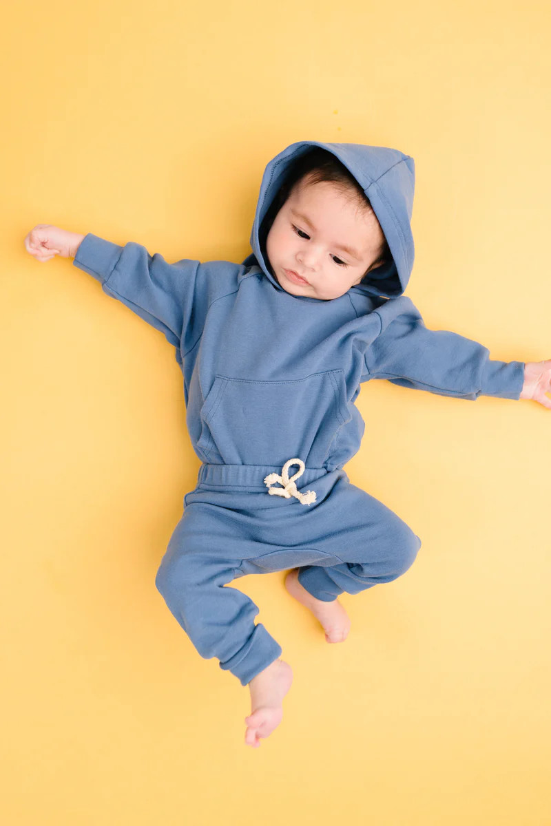 Lake Blue Hoodie Romper Set | Little One Shop Co