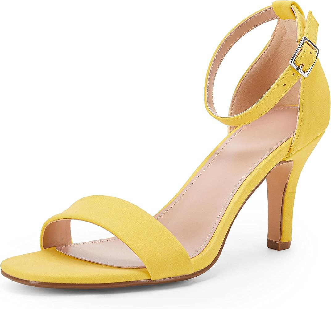 Ermonn Womens Ankle Strap Kitten Heels Open Toe Stilettos Classic Heeled Sandals Fashion Wedding ... | Amazon (US)