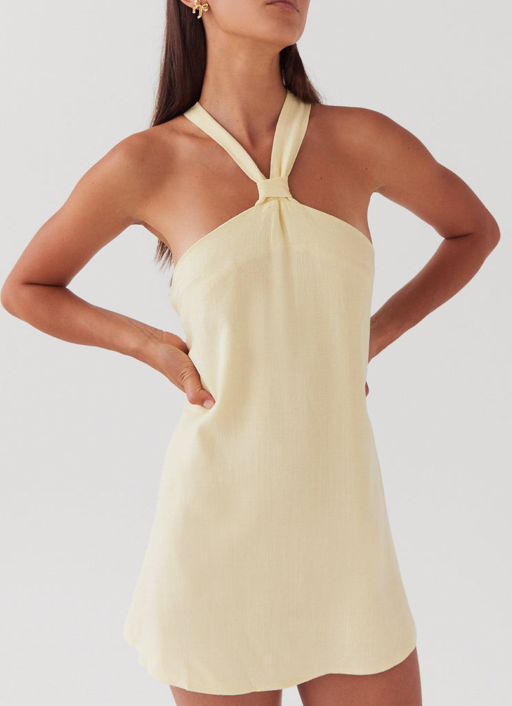 Keira Linen Mini Dress - Lemon | Peppermayo (Global)